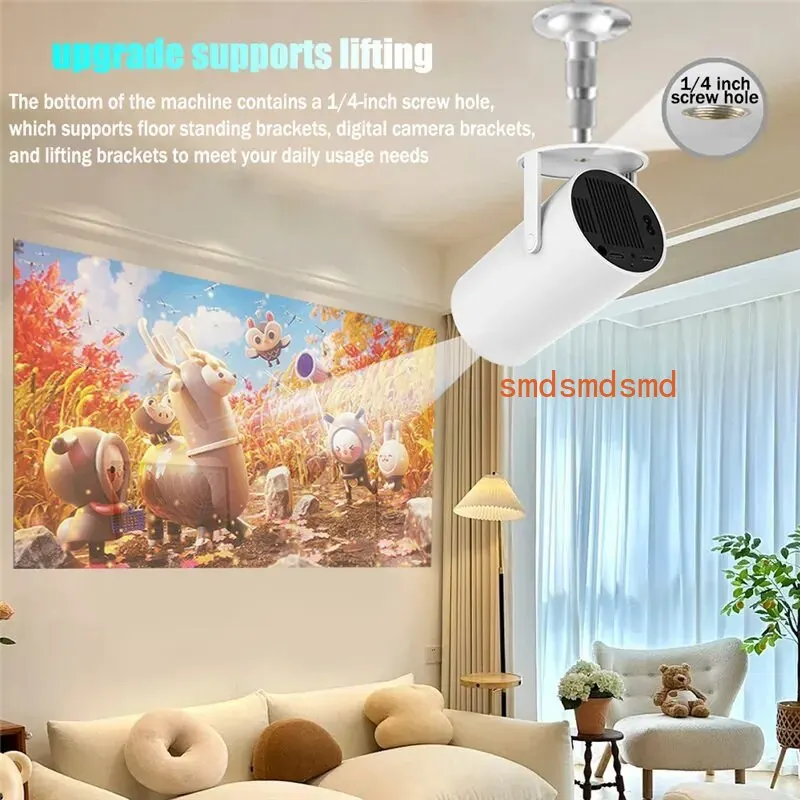 Фото Портативный HD-проектор DITONG HY300 Plus 4K 1280x720P с Android, Wi-Fi, LED-подсветкой для домашнего кинотеатра, видео, игр и просмотра фильмов №4