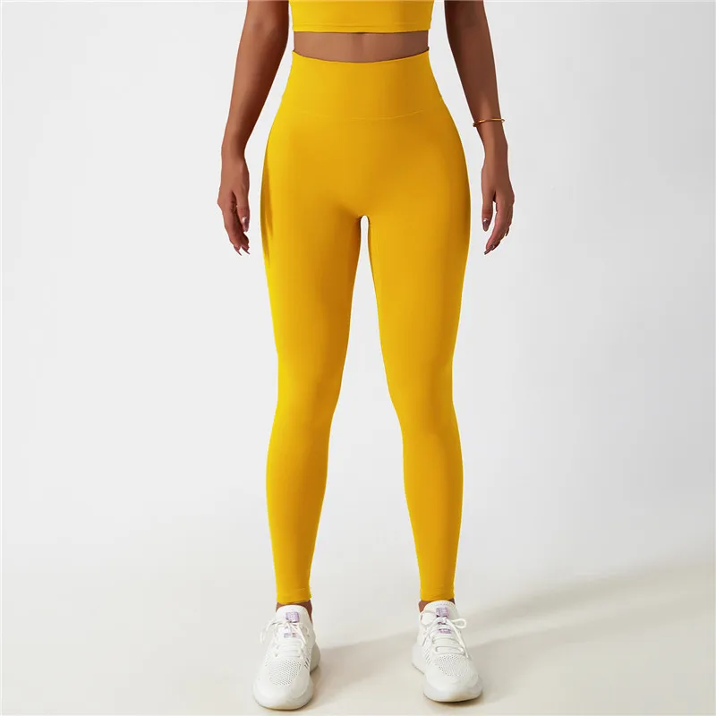 Solid Color Gym Women Tights Sports Pants High Waist Fitness Yoga Legging Jogging Comprehensive Training Environmental friendly