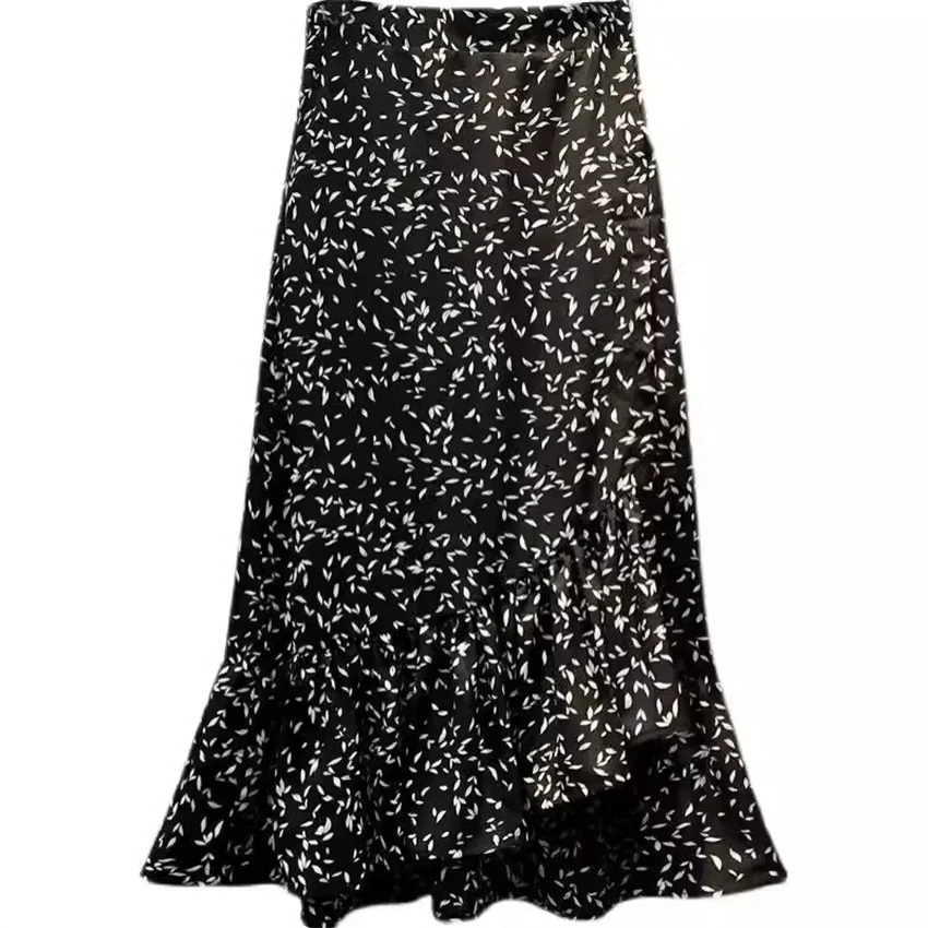 Женская шифоновая юбка-годе с завышенной талией средней длины