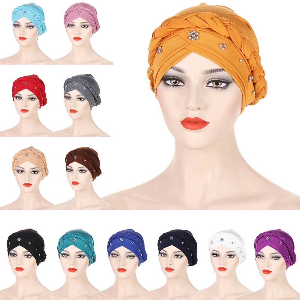 

Lady Women Cancer Hat Chemo Cap Muslim Braid Head Scarf Turban Head Wrap Cover Ramadan Hair Loss Islamic Headwear Arab Fashion