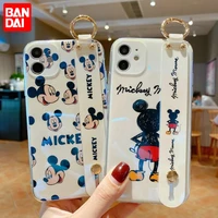 bandai cute mickey blu ray wristband soft silicon mobile phone case for iphone xr xs max 8plus 11 12 13 13 pro max cover