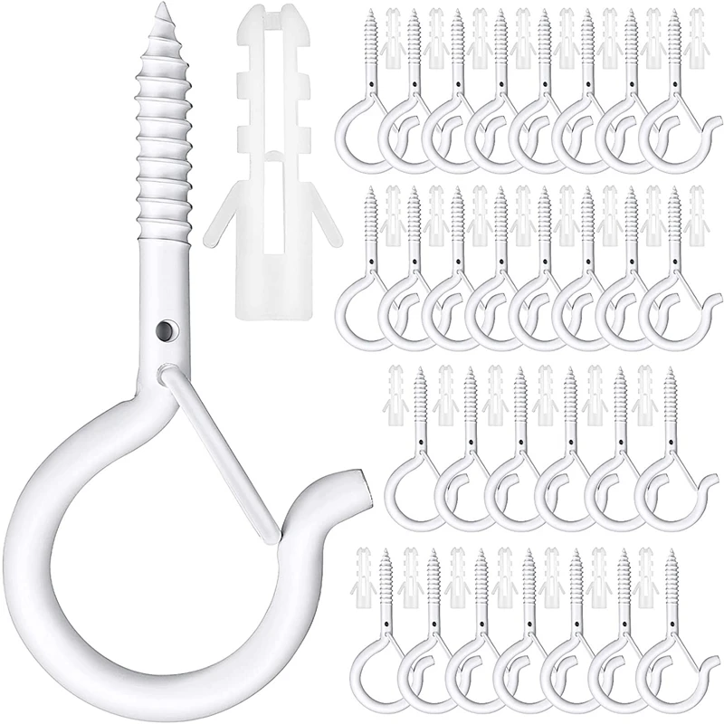 

30 Pack Christmas Lights Hanger Hooks Eye Hooks Screw Christmas Rope Light Clips For Outdoor Light String Party Lights