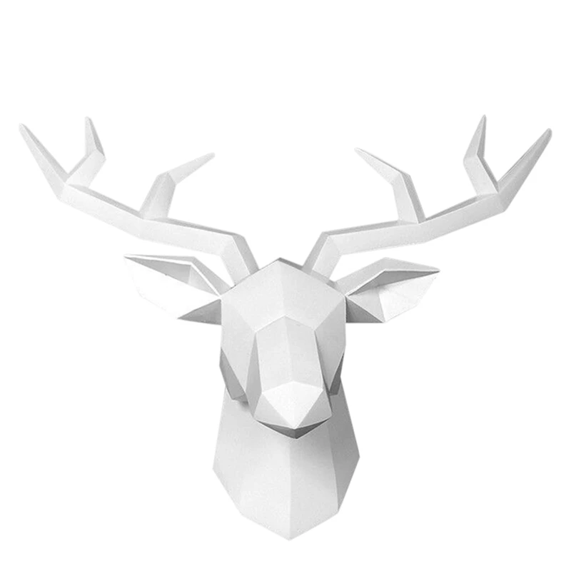 

3D Deer Head Statue,Room Wall Decor Sculpture,Animal Figurine Miniature,Modern Art Home Decorations Accessories