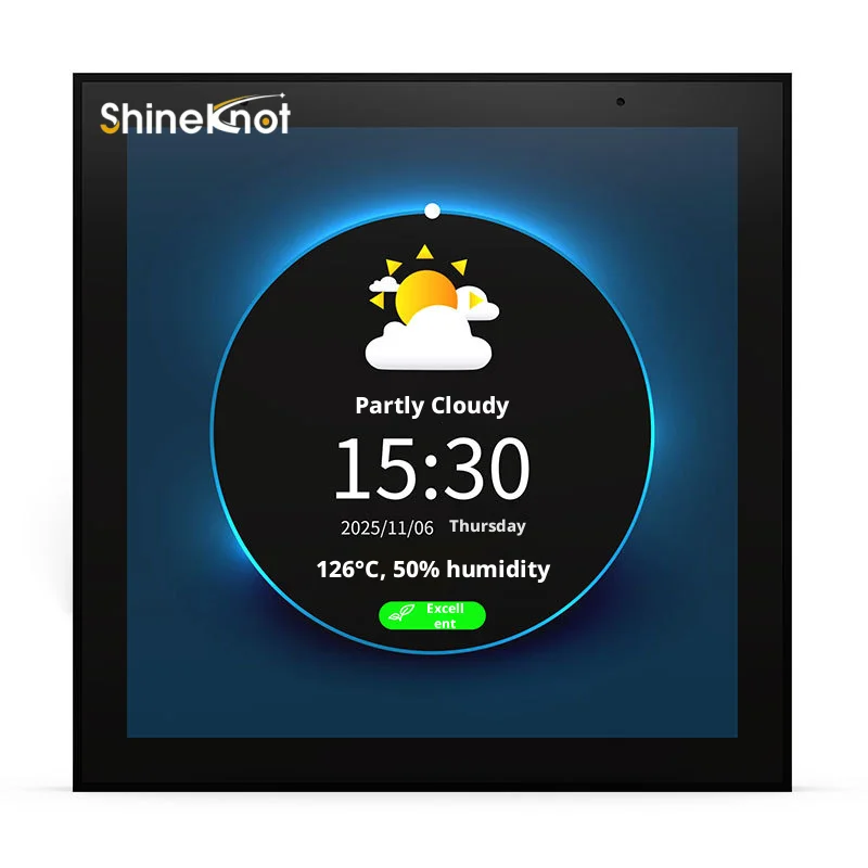 Фото Панель управления Shineknot Tuya без гравировки, полноэкранный дисплей, сценарии/режимы, управление кондиционером, затемнение, голосовое управление, ЖК-экран №4