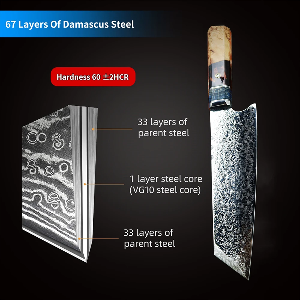 Special kitchen chopper VG10 Damascus steel 7.5 inch chef's knife steak cutter slicer utility | Дом и сад