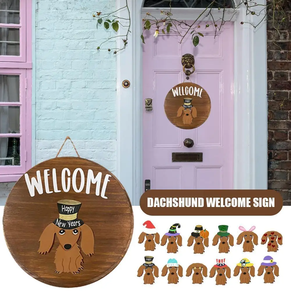 

Dog Welcome Home Sign Dachshund Dogs Welcome Sign Interchangeable For Front Door Porch Outdoor Christmas Farmhouse Decorati W8z3