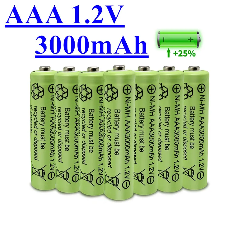 

2023 lote 1,2V 3000 mAh NI MH AAA Pre-cargado bateras recargables NI-MH recargable AAA batera para juguetes micrfono de la cmara