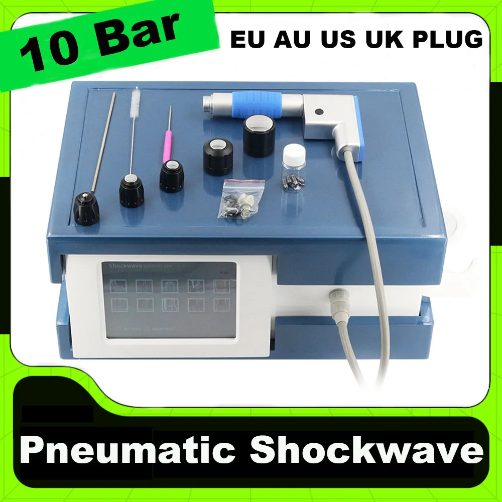

New Pneumatic Shockwave Therapy Machine 10 Bar Shock Wave Massager Plantar Fasciitis Pain Relief ED Treatment Massage Relax Tool