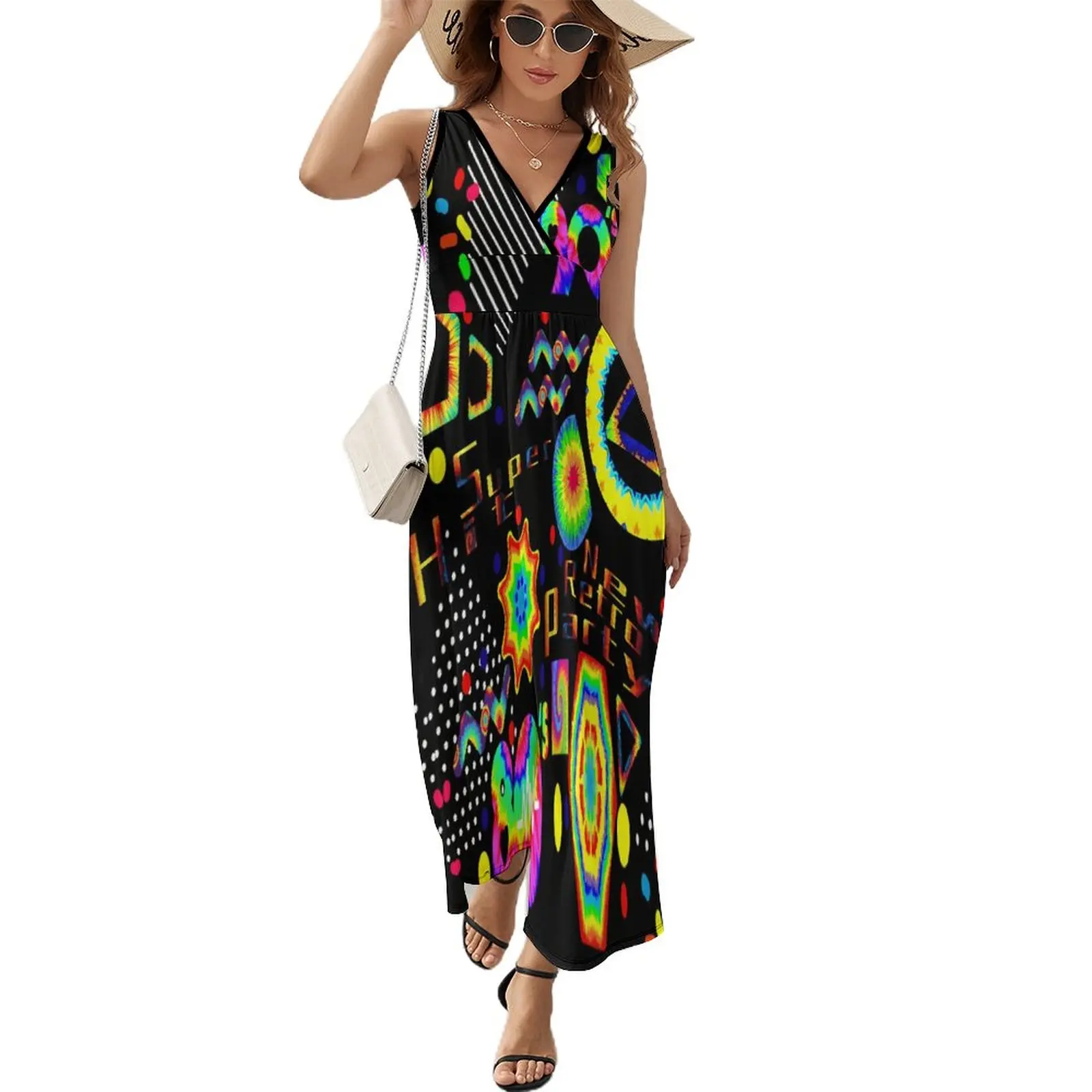 

Платье-макси в богемном стиле, с завышенной талией и принтом