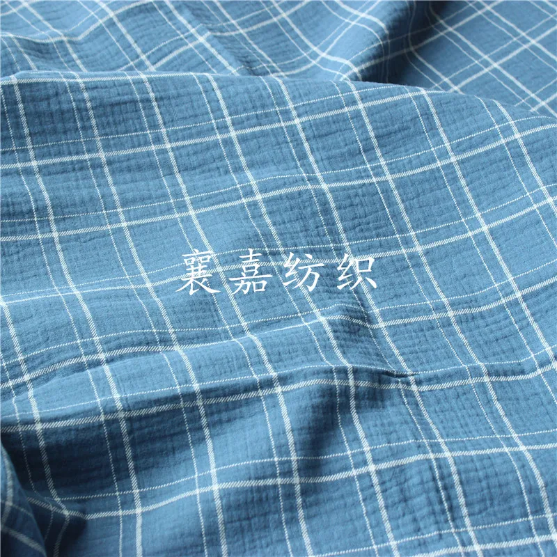 

50x135 см клетчатый хлопковый креп Seersucker детское Двухслойное Марлевое небольшое Одеяло Ткань пижамная ткань