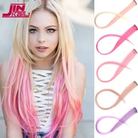 jinkaili synthetic clip on hair extension 55cm straight hair solid color gradient color hairpin chemical fiber hairpiece