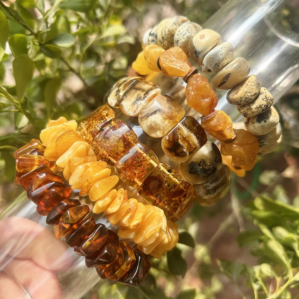 Натуральный браслет из янтаря с ароматом/балковистого цвета/цветочного