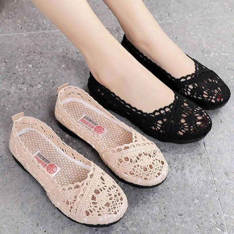 

Women's Single Shoes New Cloth Shoes Women's Net Shoes Casual Sports Soft Sole Breathable Mesh Surface Women's Cloth Shoes