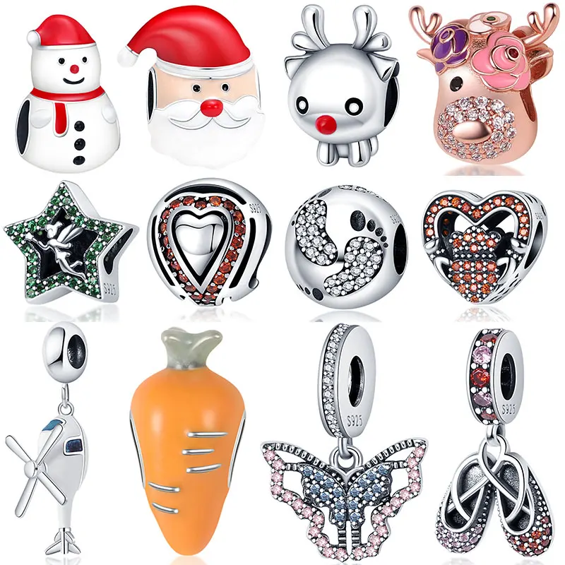 

charms plata de ley 925 red nosed reindeer Fit Original 925 Pandora Bracelet&Bangle Making Fashion DIY Jewelry For Women