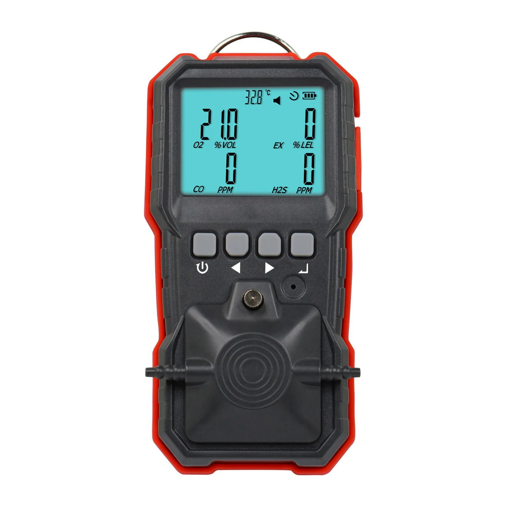 

Compound Gas Monitor Multi Rechargeable 4 in 1 Digital Combustible O2 H2S CO Gas Sensor Vibrating Light Alarm Detector