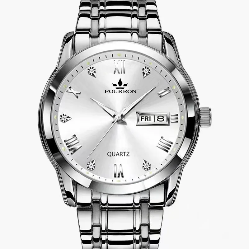

Men's Watch Waterproof Men's Watch Steel Band Watch Double Calendar Quartz Watch Business Casual Watch Relogio Masculino Watch