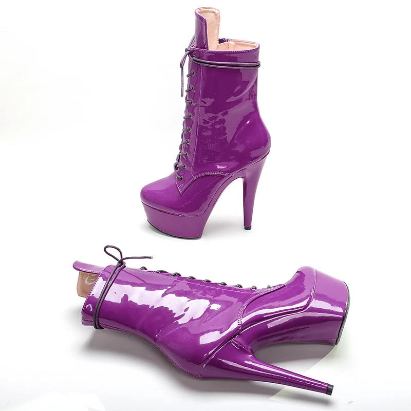 Leecabe 15CM/6Inch   Patent  Upper  Women's Platform party High Heels Shoes Pole Dance boots