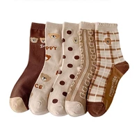 1 pair animal print women socks set cute cartoon bear new winter long socks cycling vintageharajuku accessories sokken vrouwen