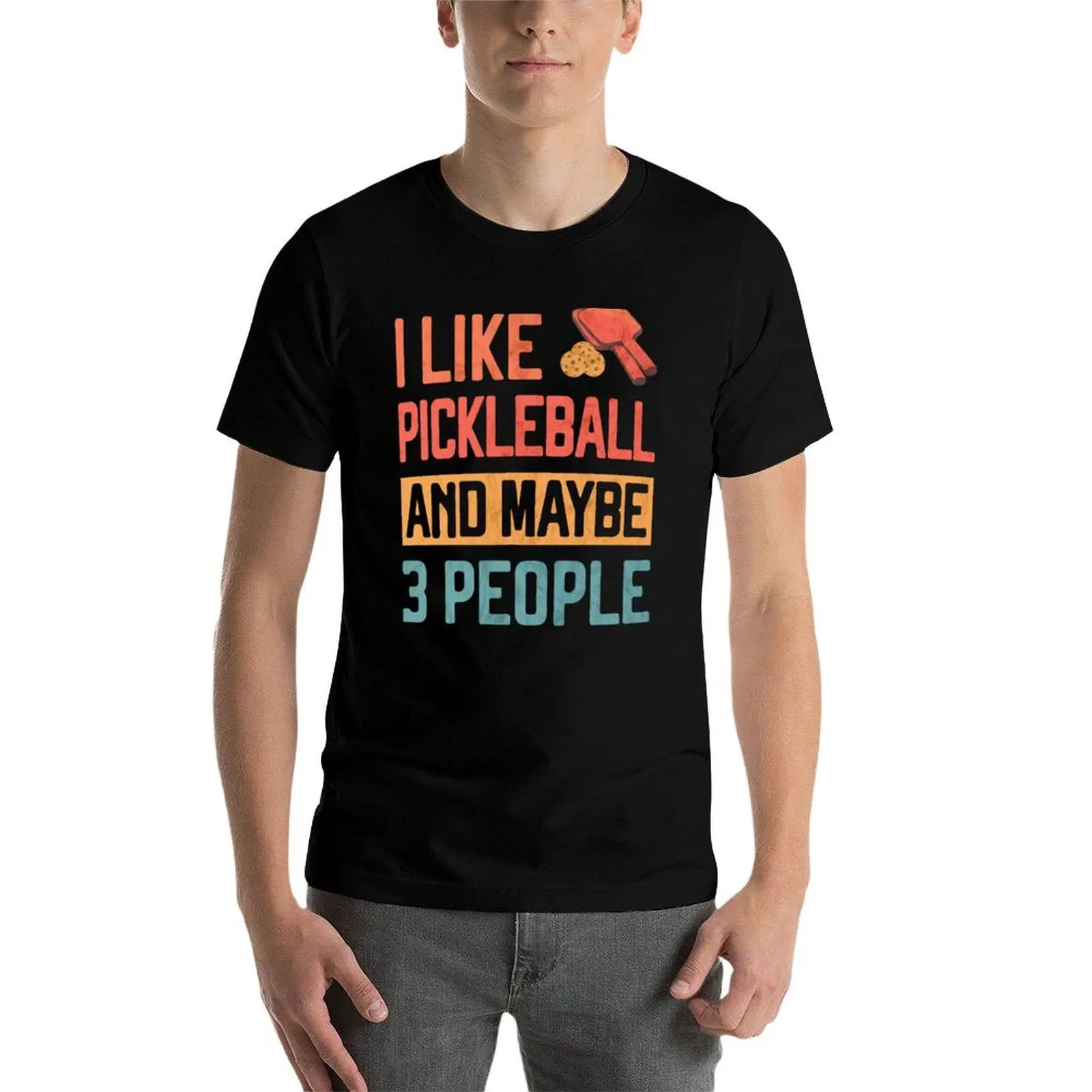 Футболка с юмором I Like Pickleball и maybe 3 People забавная футболка для пиклбола рисунком