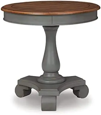 

Farmhouse Round Accent Table, Teal & Brown, 26 in x 26 in x 25.75 in