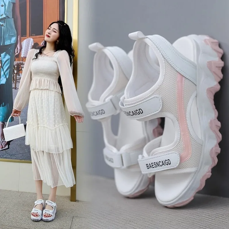 

Сандалии женские повседневные кроссовки, босоножки на танкетке, туфли с открытым носком