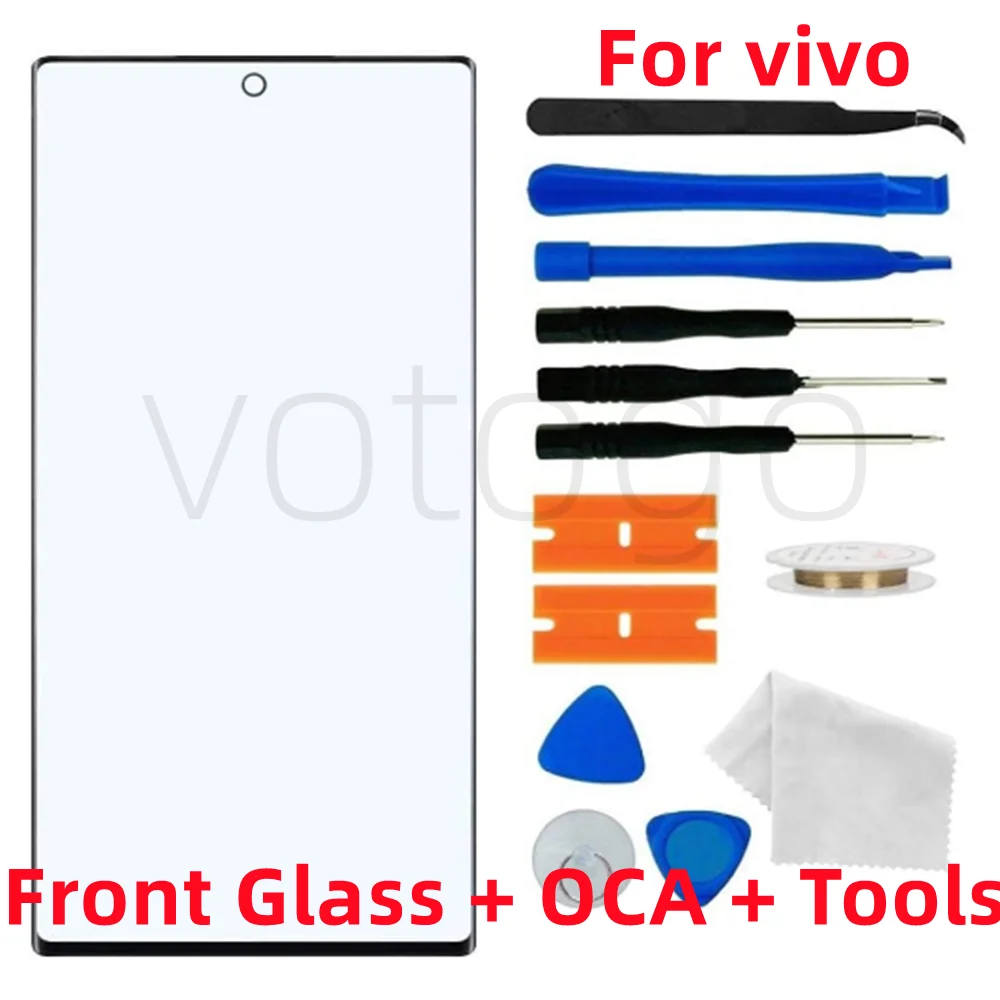 Переднее стекло + OCA Замена для ViVO X50 X60 X70 X80 X90 X27 X30 Pro Plus S12 S15 S16 NEX