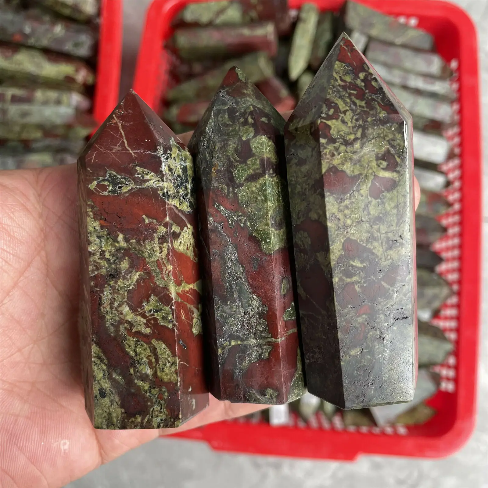 

1kg Natural Dragon blood stone quartz Obelisk Crystal Wand Point 13-15pcs
