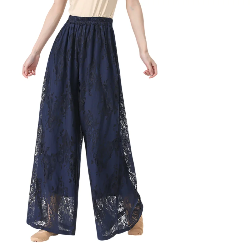 Одежда для классических танцев широкие кружевные брюки с цветочным рисунком 2