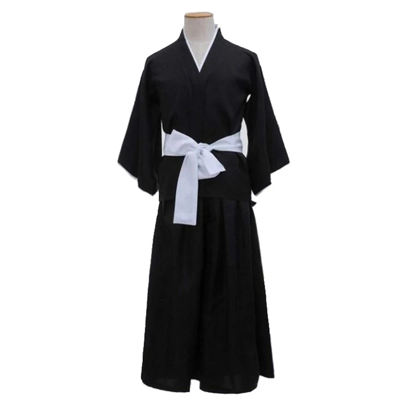 

Cosplay Costumes Anime Bleach Kuchiki Rukia Kurosaki Ichigo Black Haori Robe Outfit Samurai Kimono Uniform