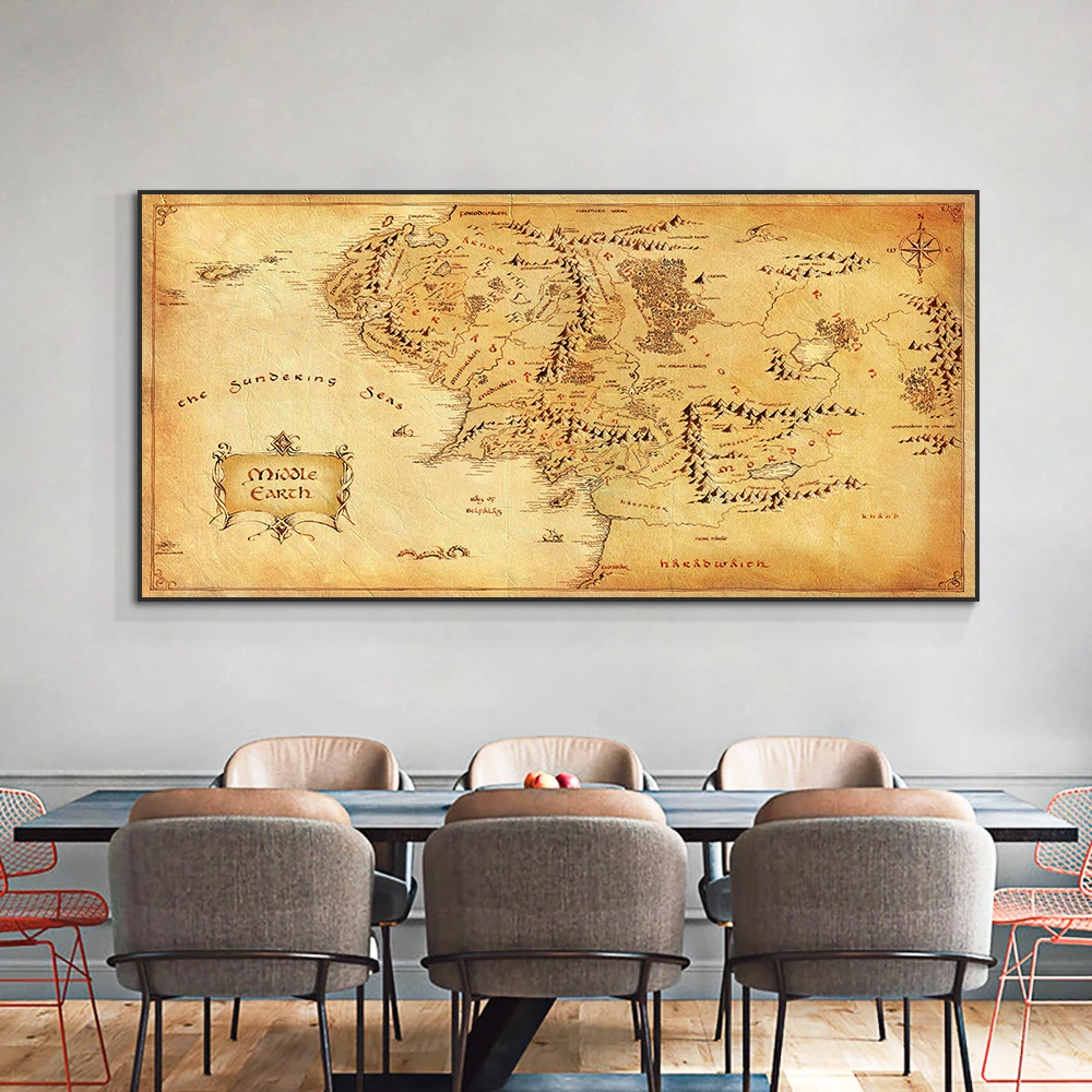 

Vintage Movie Map Artwork Canvas Painting Posters Prints Personalized Wall Art Pictures for Living Room Decoration