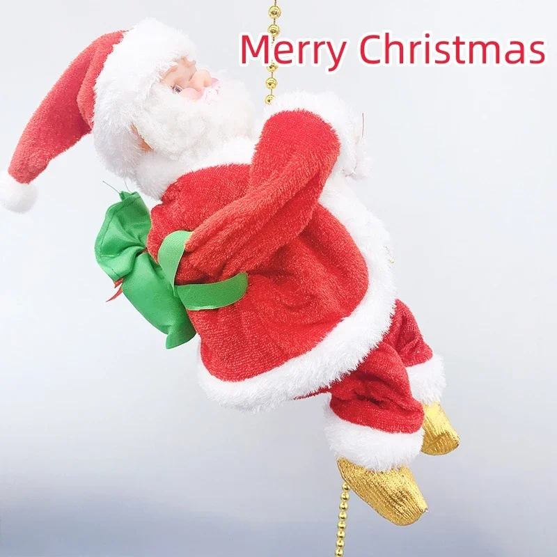 

Рождественские электрические украшения для окон с бусинами, Санта-Клаусом, лестницей и лестницами для скалолазания, рождественские игрушки, рождественские игрушки