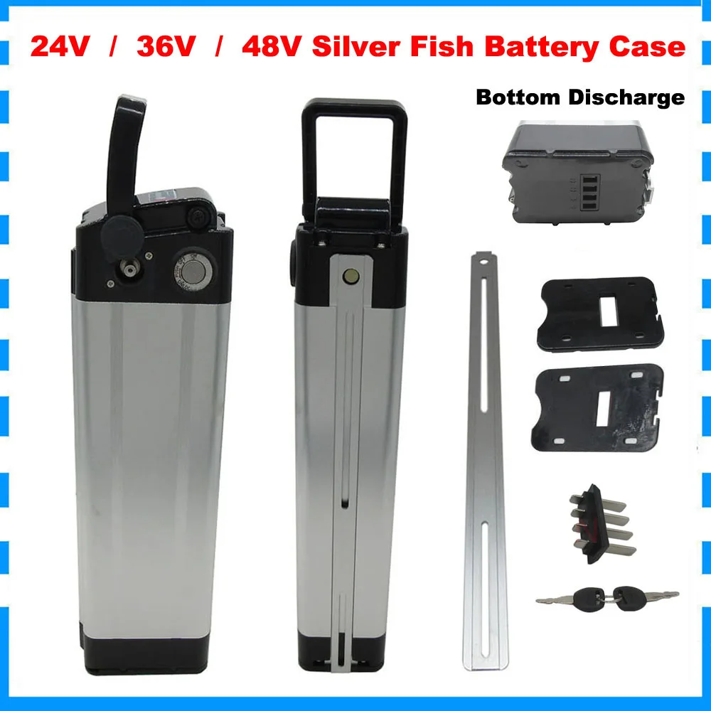 24V 36V 48V coperchio cassa batteria elettrica E bici coperchio vuoto pesce argento Ebike accessori custodia in alluminio scarico inferiore/superiore