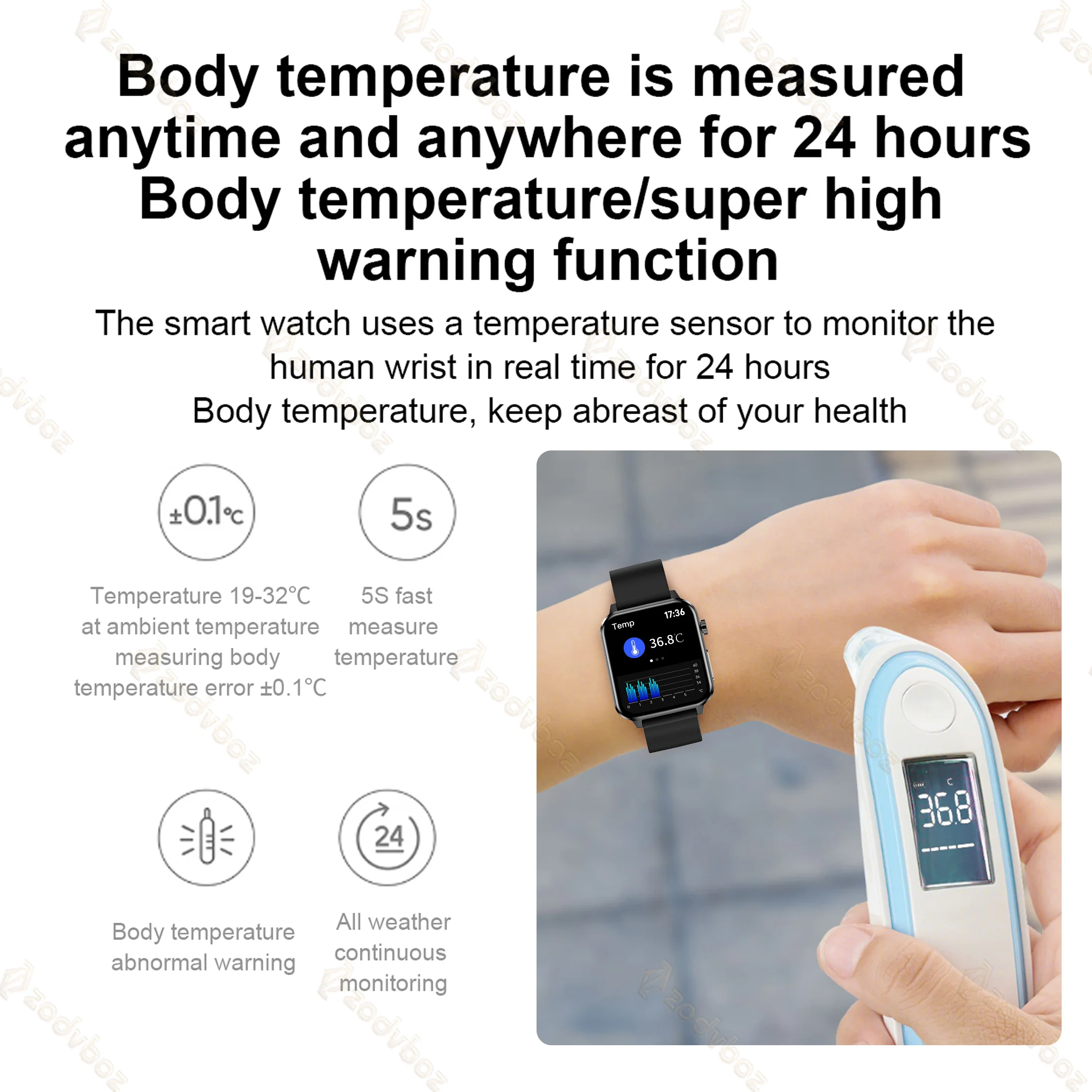 Мужские Водонепроницаемые Смарт-часы с пульсометром и тонометром |