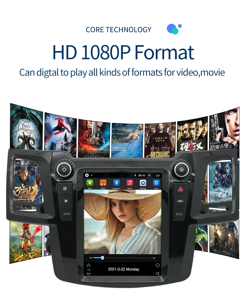 Навигация GPS для TOYOTA Fortuner/Hilux 2004-2015 AUTO A/C Tesla Style радио стерео мультимедиа плеер (поддерживает только AUTO).