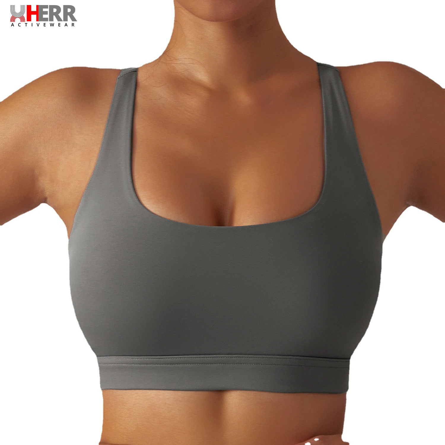 

X-HERR Sustainable Wide Strap Sports Bras for Women Athletic Racer Back Exercise Workout Top High Impact Gym Activewear Bra