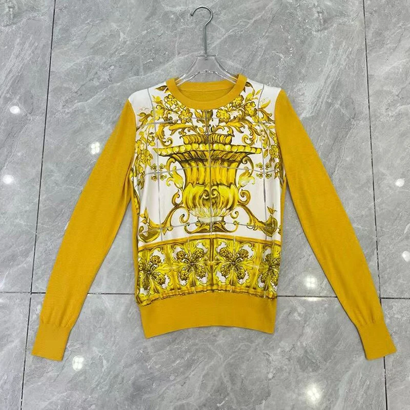 Seasixiang модный дизайнерский осенний свитер Женский пуловер с круглым вырезом и