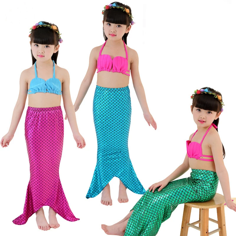 Mermaid Tail  Kids Costume  Cosplay  Princess Ariel  Baby Girl  Maid Tails Fancy Dress Swimmable Bikini Set Bathing Suit New