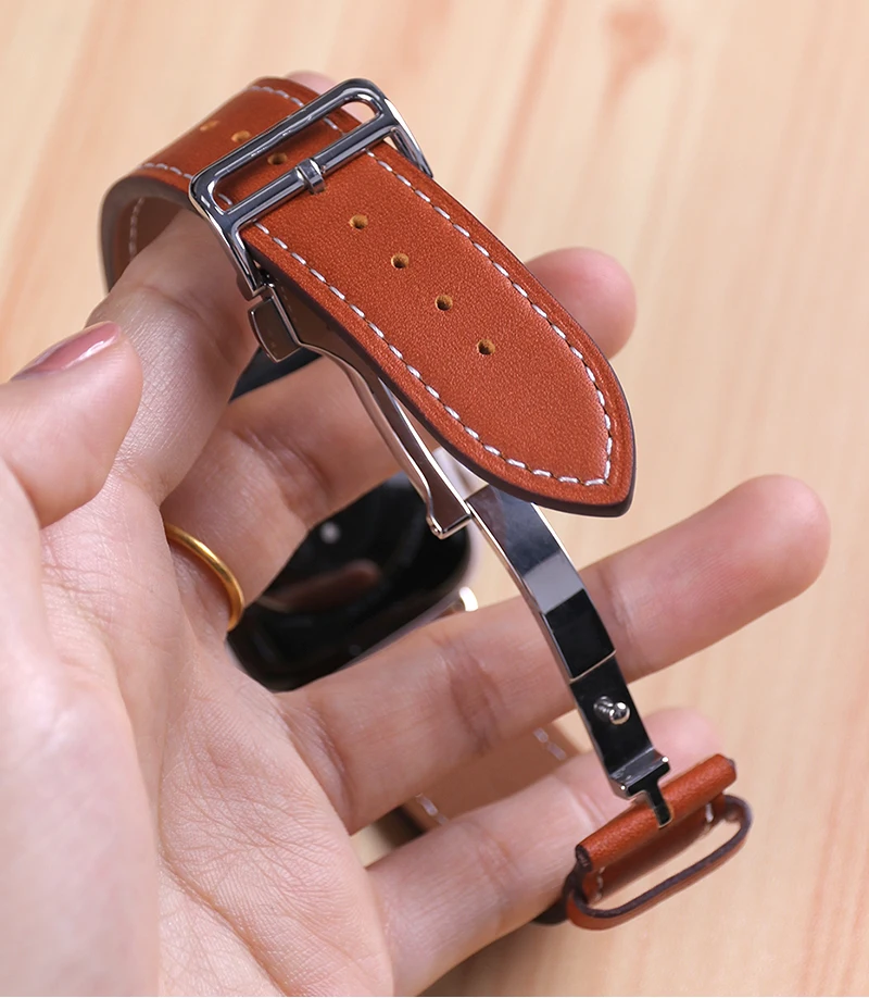 Genuine Leather Strap For Apple Watch Band 44mm 45mm 42mm 38mm Logo Buckle Strap Bracelet For iWatch 8 Ultra 49mm band 41mm 40mm