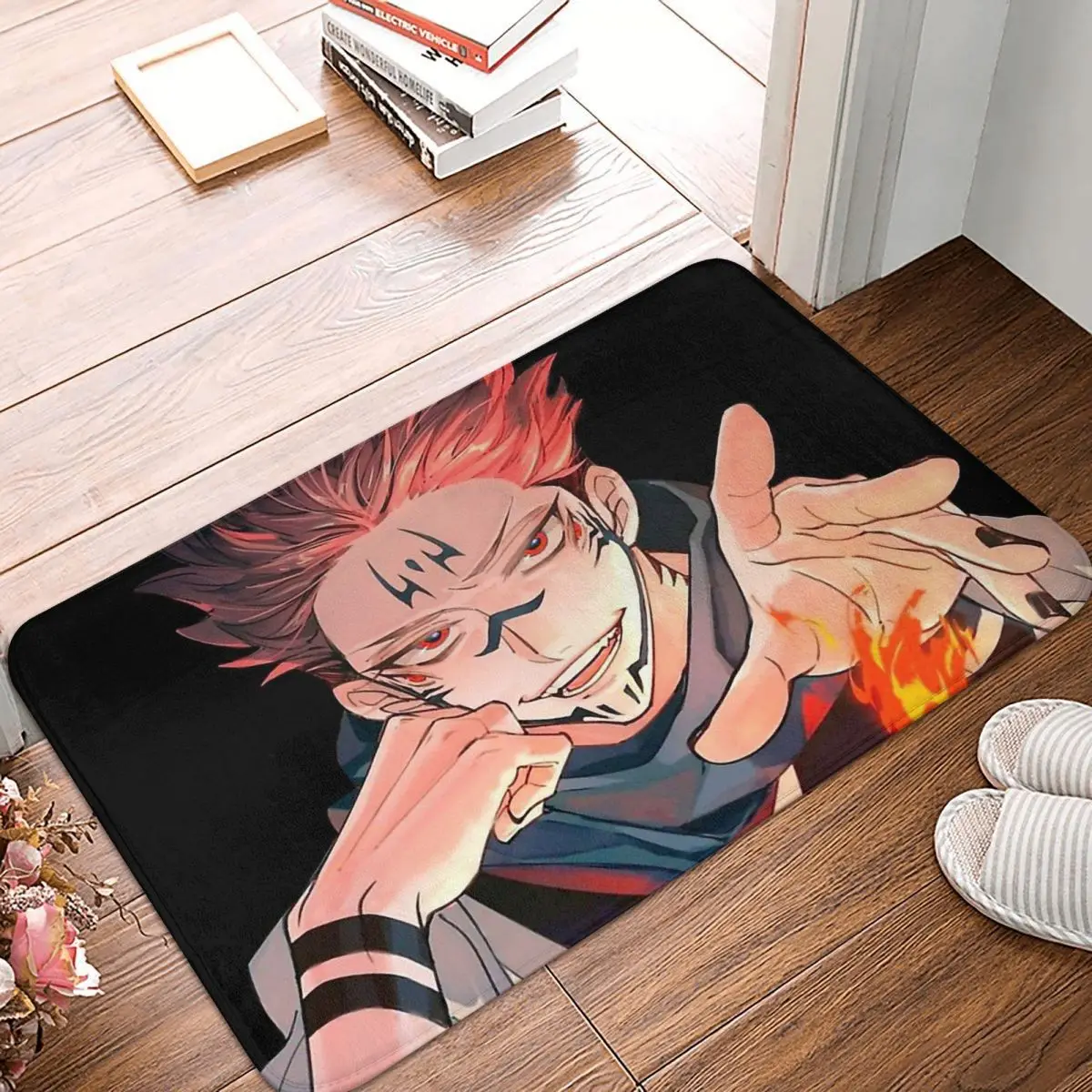 

Jujutsu Kaisen Juvenile Animation Non-slip Doormat Living Room Mat Fire Floor Carpet Welcome Rug Bedroom Decorative