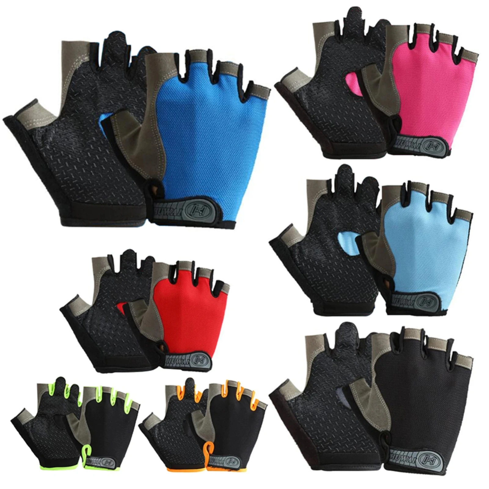 1Pair Summer Cycling Gloves Men Women Anti-sweat Breathable Half Finger Gloves Anti Shock MTB Road Bike Bmx Sports Glove