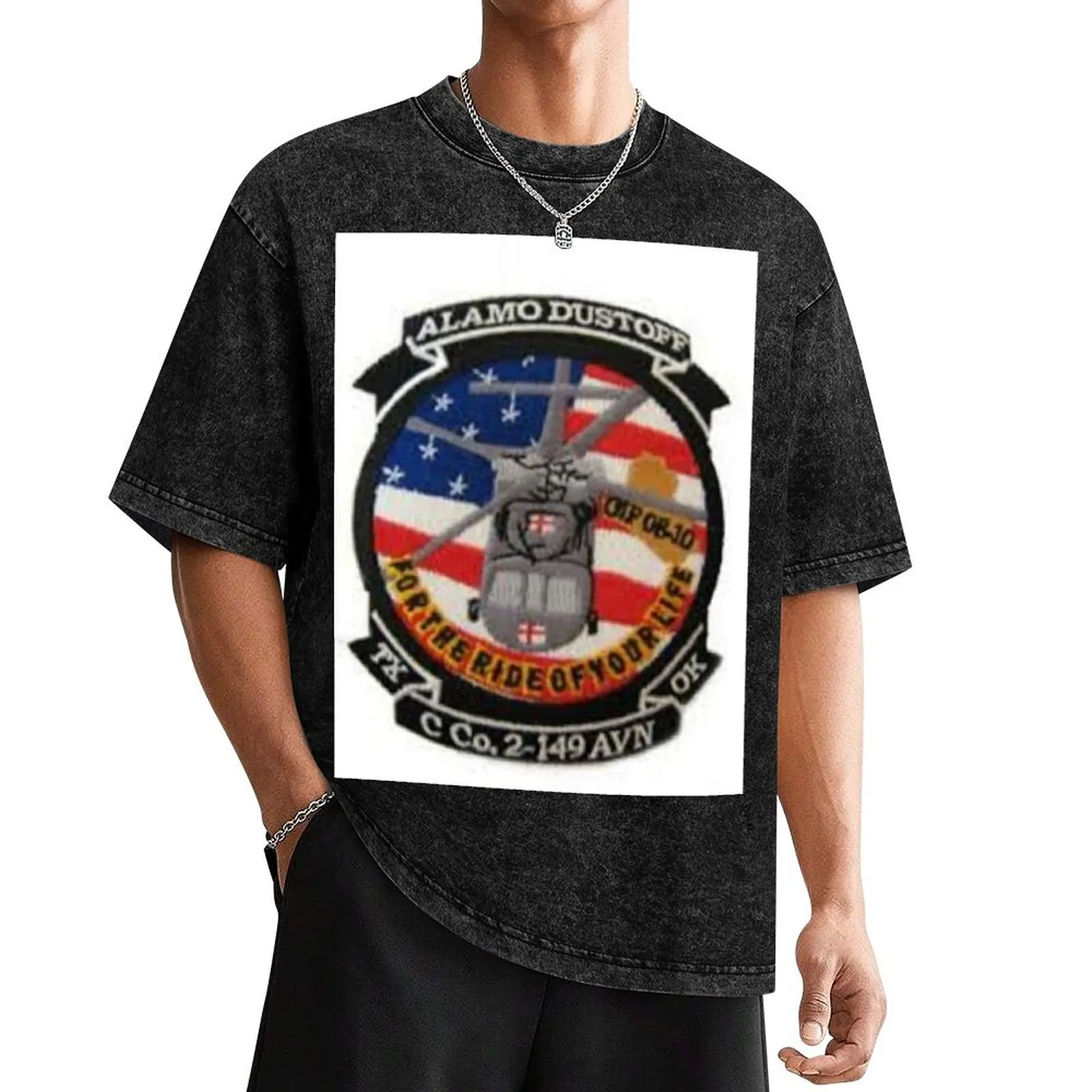 Мужская футболка US Army Tx C Co.2-149 AVN Ok ALAMO DUSTOFF хлопок