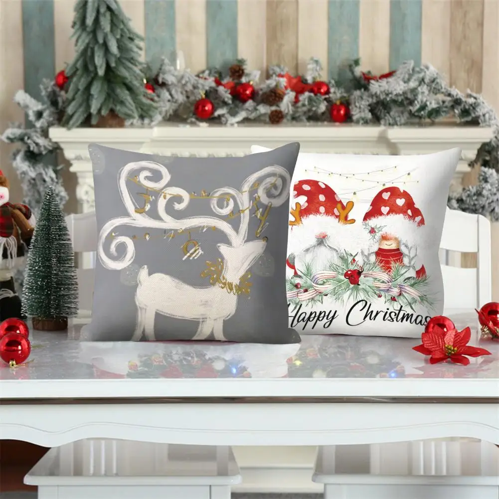 

Pillowcase Party Decor Cushion Case Useful Hidden Zipper Cushion Cover Xmas Pattern Throw Pillow for Car Seat