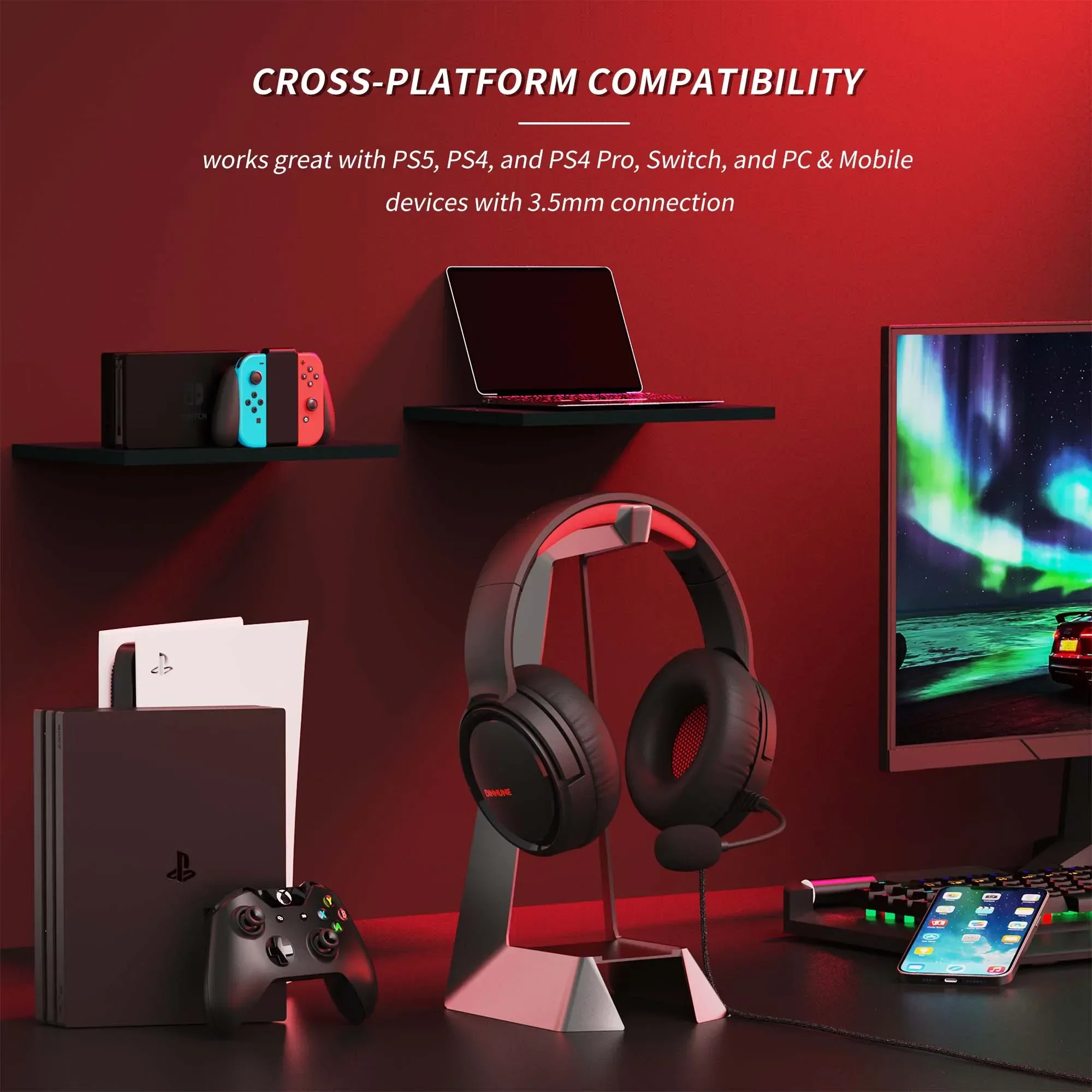 Игровые наушники BINNUNE с микрофоном для Xbox серии One PS4 PS5 PC