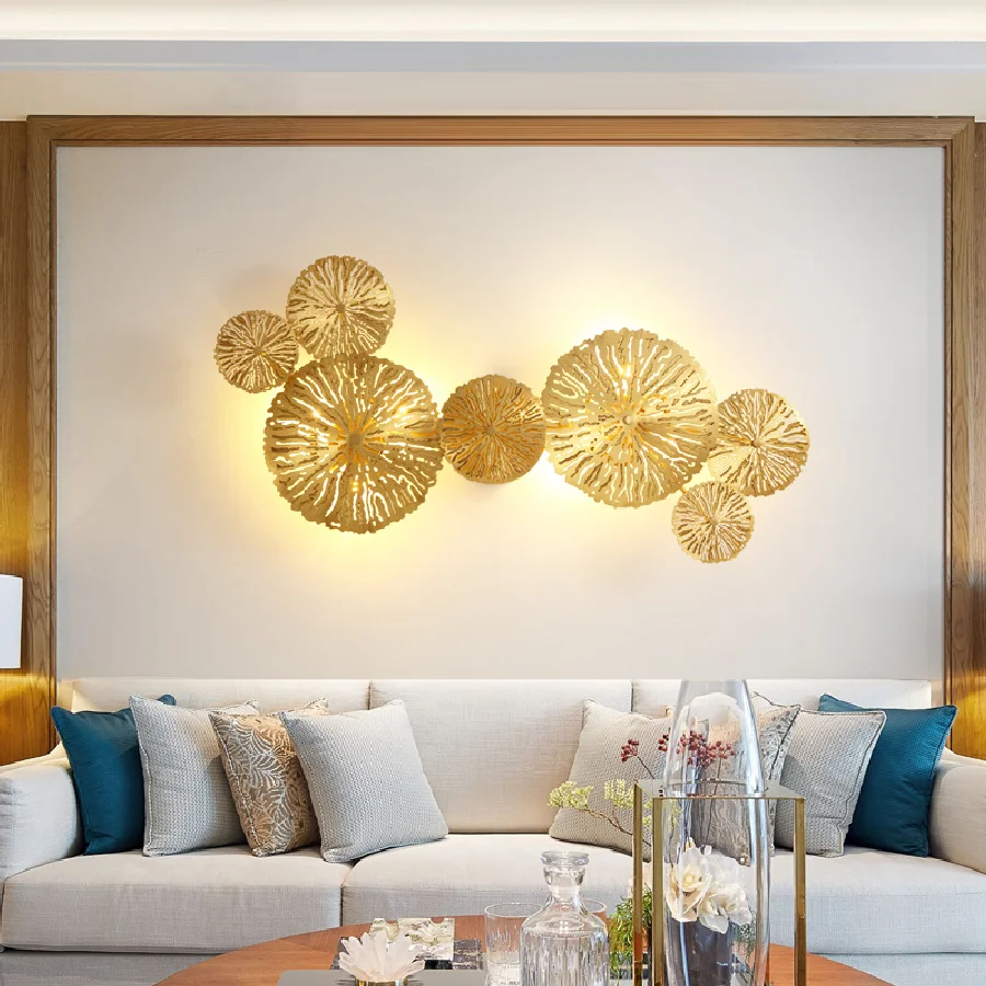 

Lotus-shaped LED Gold Wall Lamp Bedroom Night Light Fixture Modern Copper Hotel Restaurant Wall Decor Home Decoration Indoor