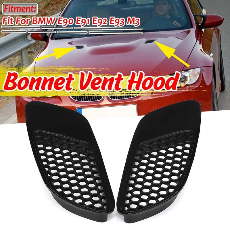 

2PCS Air Vent for Real M3 Model Car Front Air Scoop Bonnet Vent Hood Vent Louvers for-BMW E90 E91 E92 E93 M3 ABS