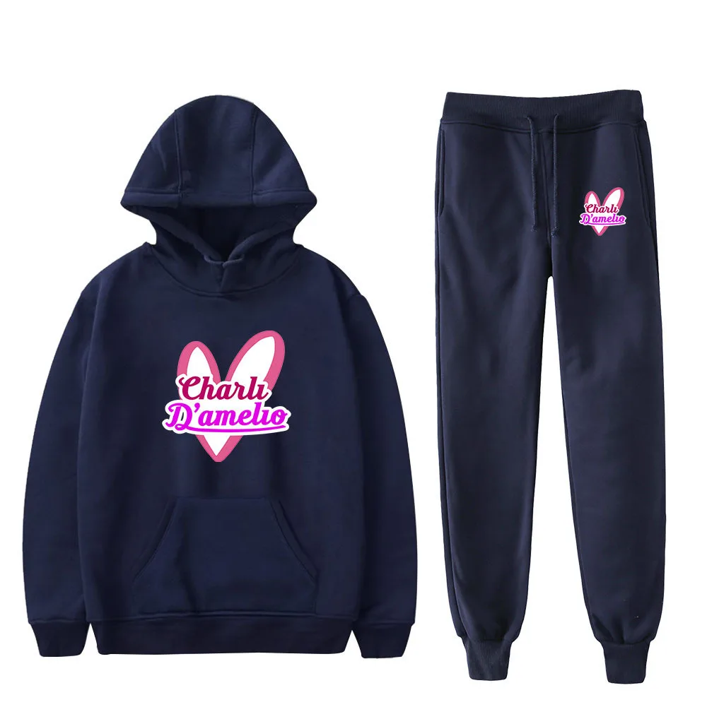 

New Charli Damelio Merch Sportsuit Sweatshirt Sweatpants Suit Ice Coffee Splatter Trousers Sets Unisex Trendy Popular