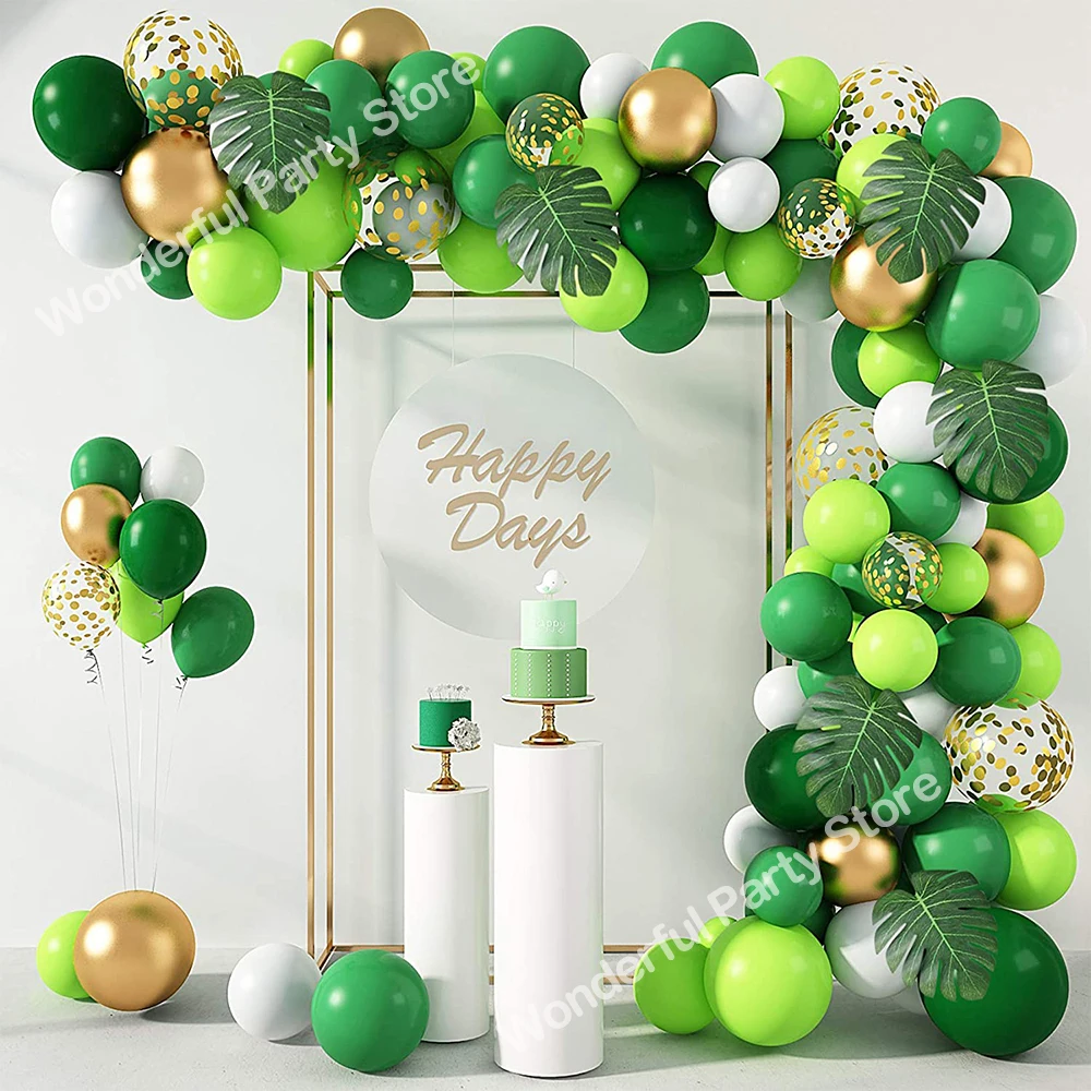 

Зеленая гирлянда с воздушными шарами, цвет: белый, темно-зеленый, фрукты, хром, золото, конфетти, джунгли, арочный комплект Boys, детский праздн...