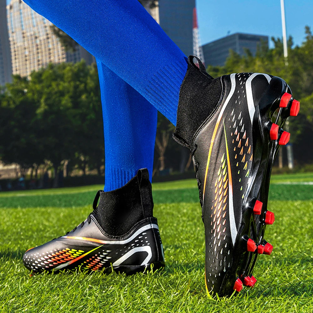 Men's High-Top High-Quality New Soccer Shoes TF/FG Anti-Skid Training Football Boots For Children's Outdoor Sneakers 33-45