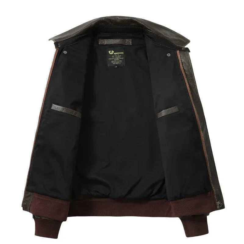 Винтажное оливковое мужское кожаное пальто A2 куртка-бомбер верхний слой из