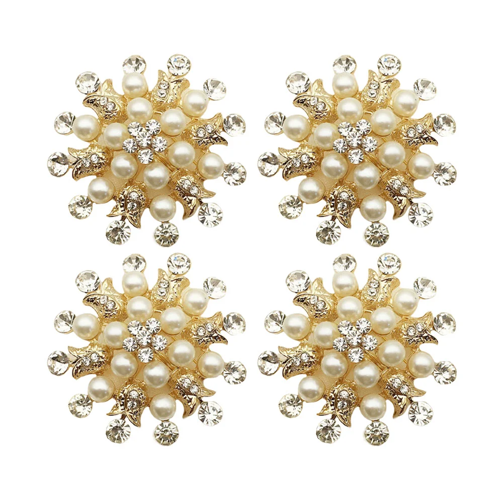 

4pcs Christmas Snowflake Napkin Rings Chic Fashion Napkin Buckles Table Ornament for Banquet Party Wedding (Gloden)